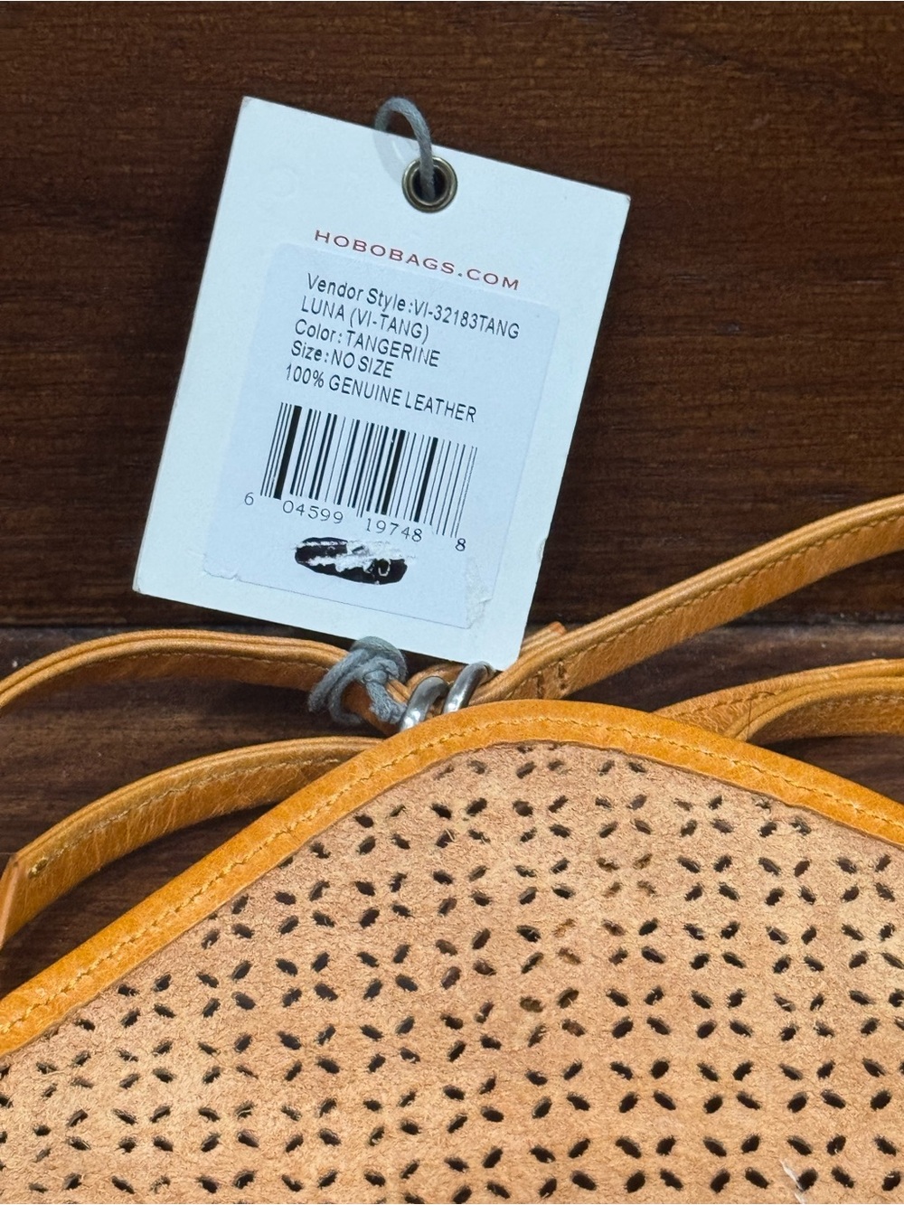 HOBO The Original Lexa Laser-Cut Leather Crossbody Bag - Tangerine / Tan - NWT - Picture 5 of 7